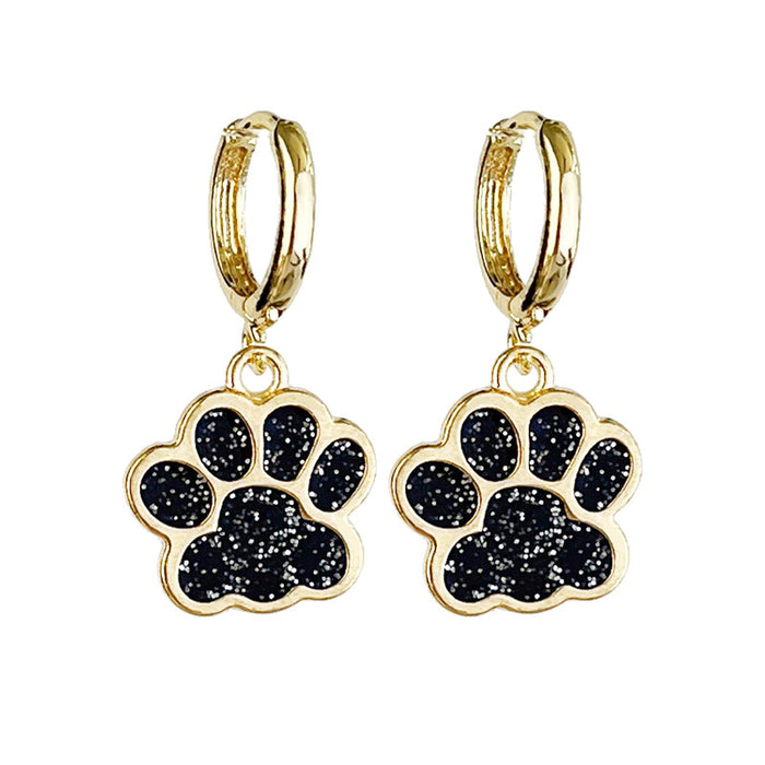 Sporty Colorful Hoop Earrings with Football and Bear Paw Designs