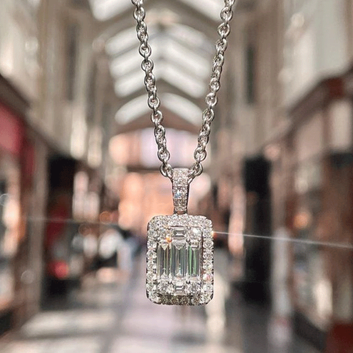 Square diamond zircon pendant niche design women's necklace