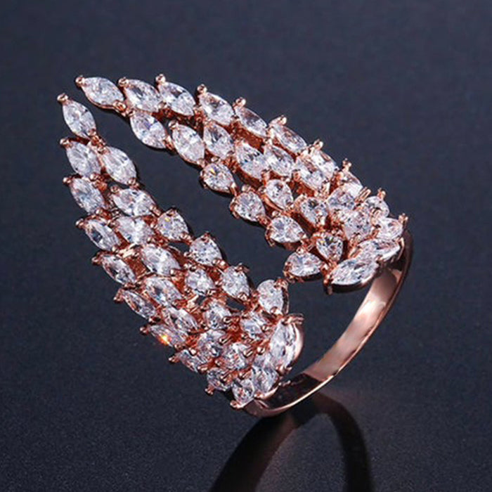 Zirconia Wing Open Adjustable Ring