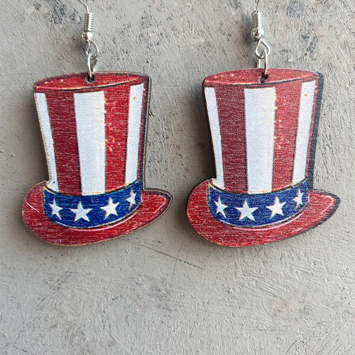 Independence Day patriotic wooden earrings