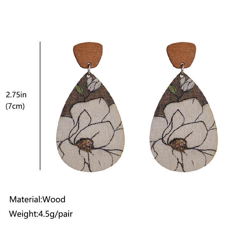Wooden sunflower earrings - wallojewerly 