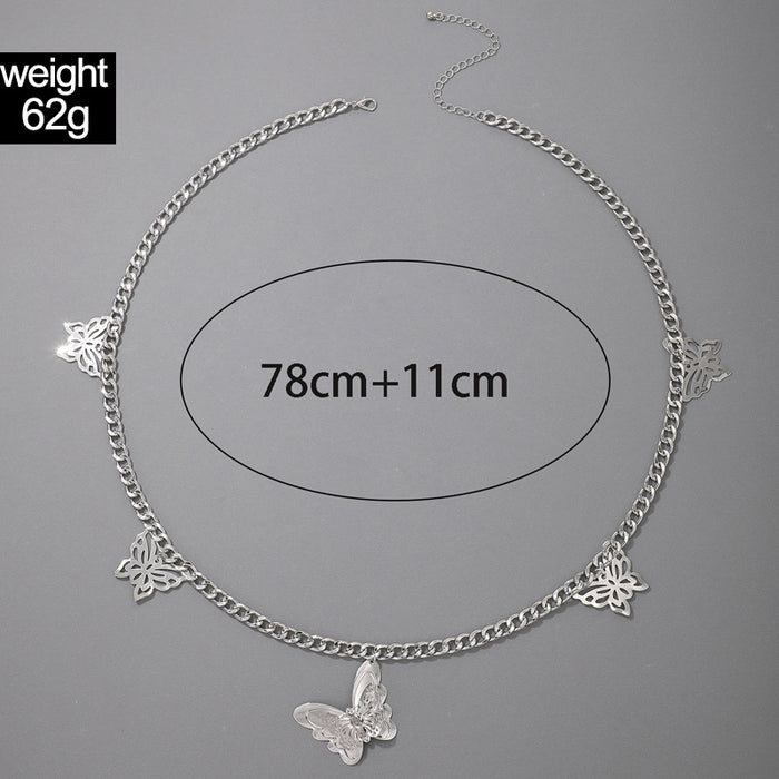 Hollow butterfly geometric animal single layer metal waist chain