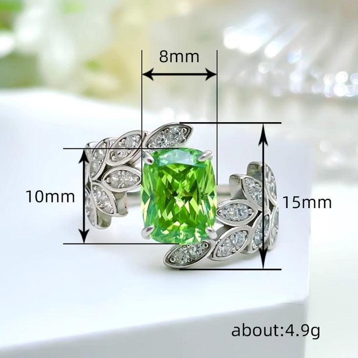 Anillo de hoja floral con diseño geométrico para el dedo índice