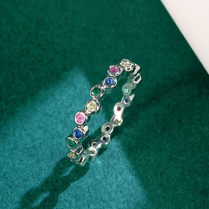 Colored zircon platinum-plated ring Korean fashion ring bracelet