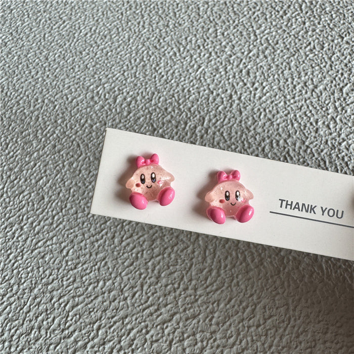 Japanese and Korean cute earrings | 925 silver needle creative cartoon style ear clip earrings