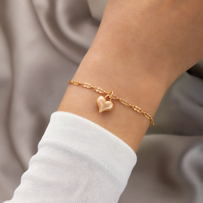 Pulsera de cadena con forma de corazón coreana: joyería inspirada en el bosque para mujeres