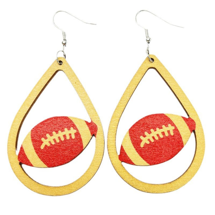 Wooden Rugby Earrings