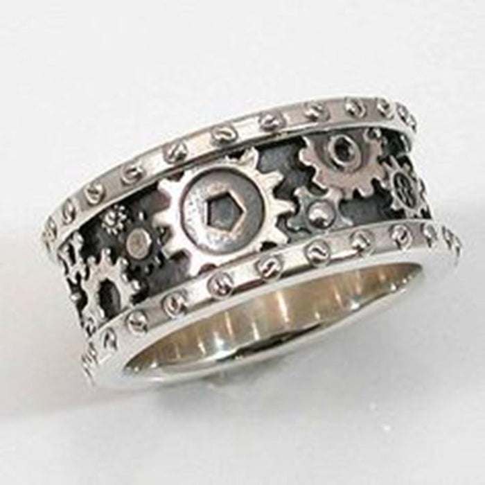 Gear Couple Ring Vintage Antique Silver Design