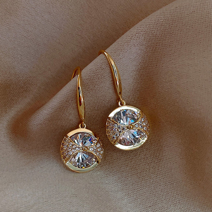 Pendientes de diamantes grandes y redondos, pendientes de estilo sencillo y moderno