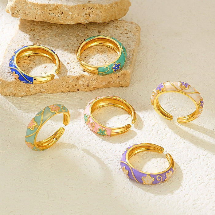 Wholesale copper colored flower drip rings