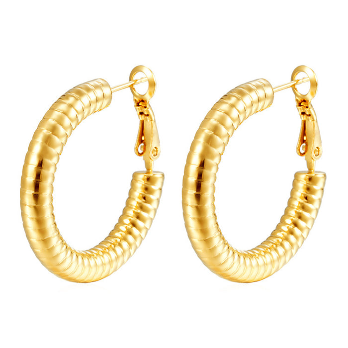 Pendientes grandes huecos en forma de C Pendientes estilo Hong Kong oro 18K