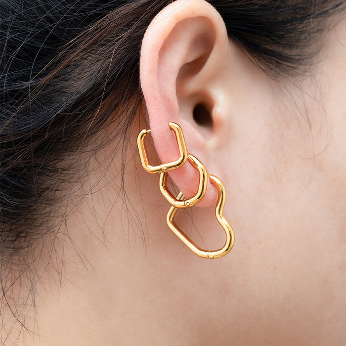 Retro 18K gold titanium steel earrings for women trendy geometric earrings