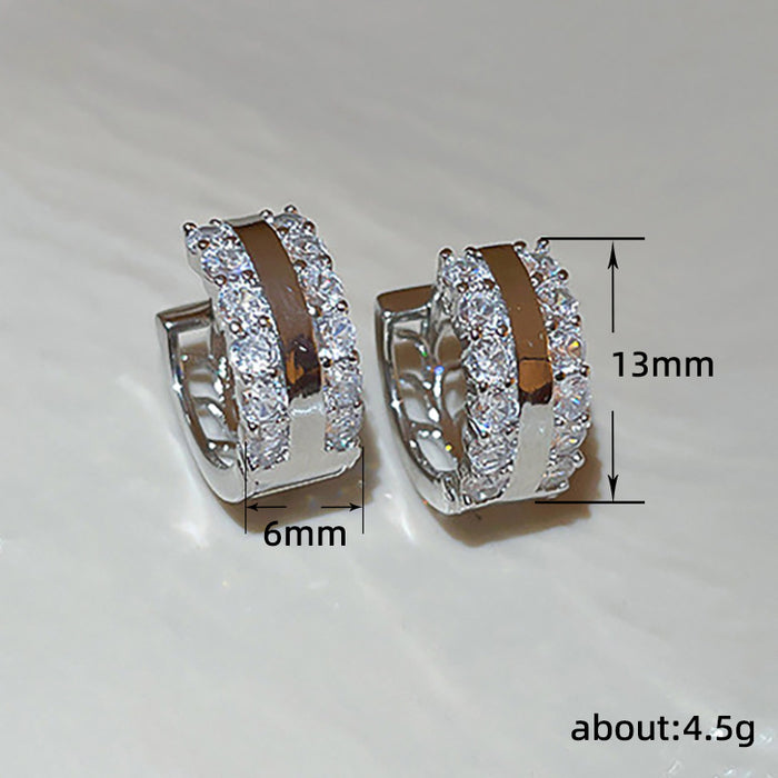 Circle shiny earrings C-shaped lady style earrings