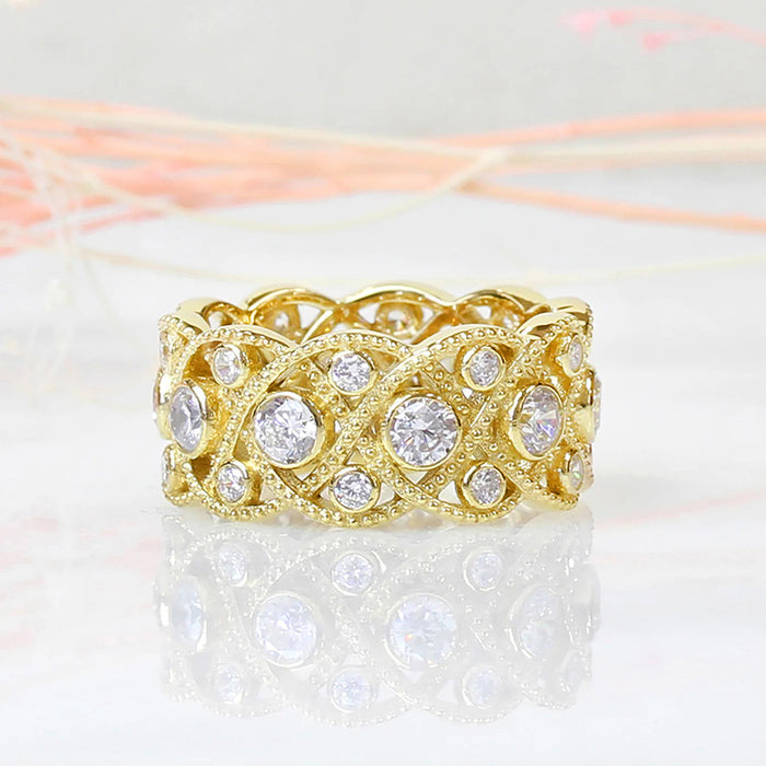 Chinese retro imitation braided ring hollow design Italian ring