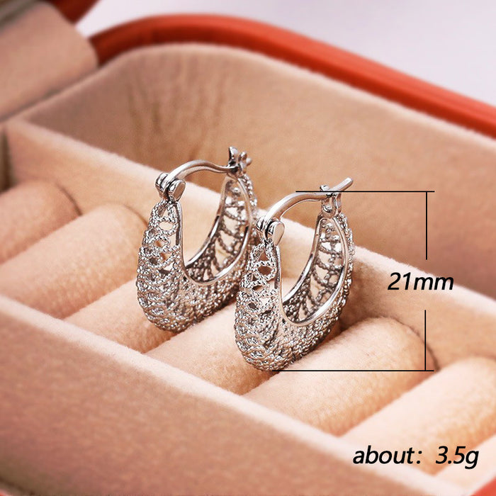 Women's hollow woven pattern earrings