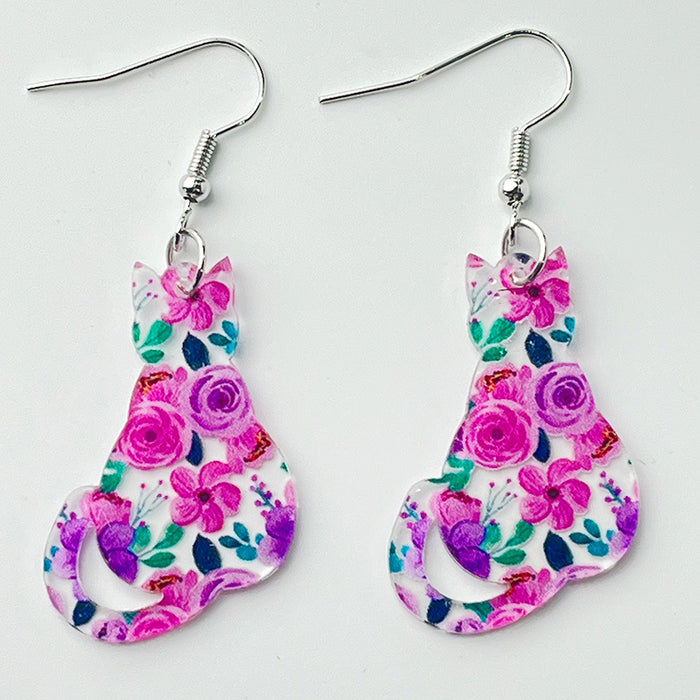 Colorful Animal Earrings with Butterfly, Rabbit, Cat, and Dog Designs