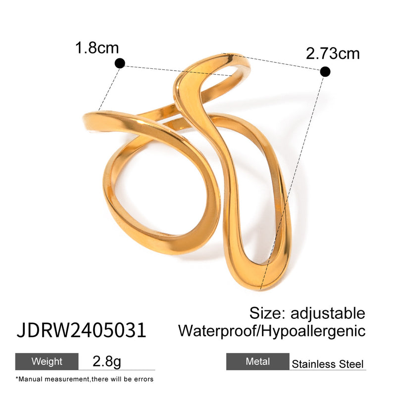 Anillo irregular exagerado de acero inoxidable