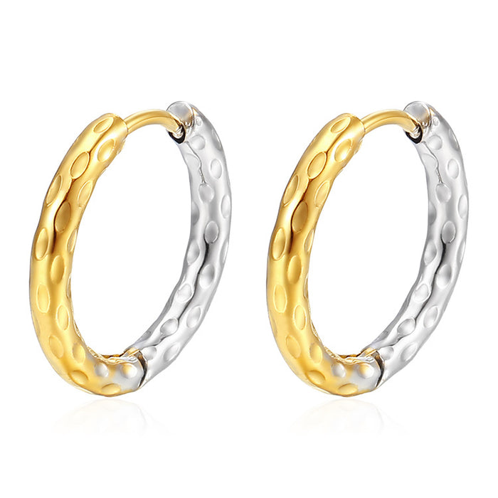 Simple round ear clip two-color twisted wire stainless steel earrings