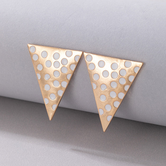 Exaggerated earrings white oil drip triangle earrings geometric polka dot earrings