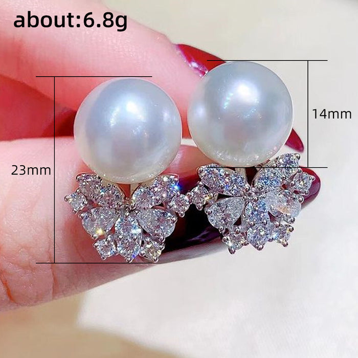 Baroque Imitation Pearl Zircon Earrings