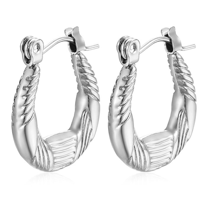 Italian threaded water drop stainless steel earrings for women light luxury style earrings