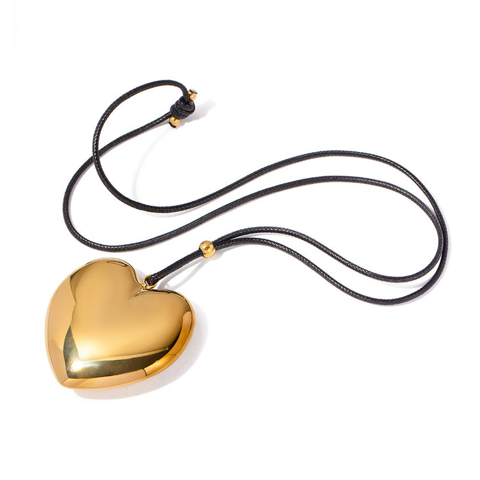 18K Gold-Plated Heart Pendant Necklace with Minimalist Design - Women's Fashion Jewelry