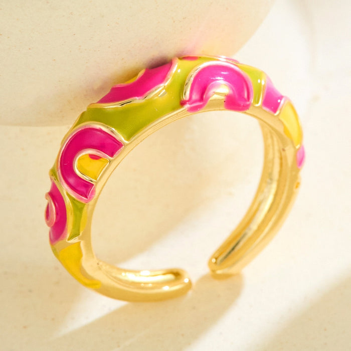Wholesale colorful enamel leopard print rings