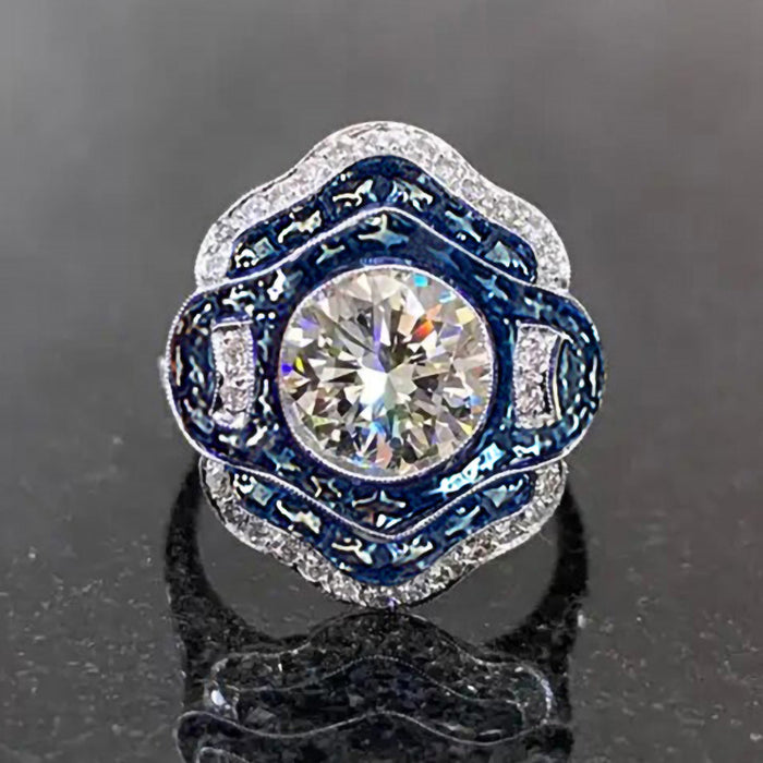 Camellia oil painting small fragrance style ring for women