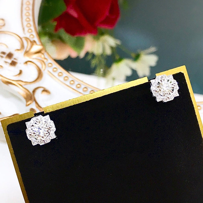 All-match crystal flower earrings exquisite earrings