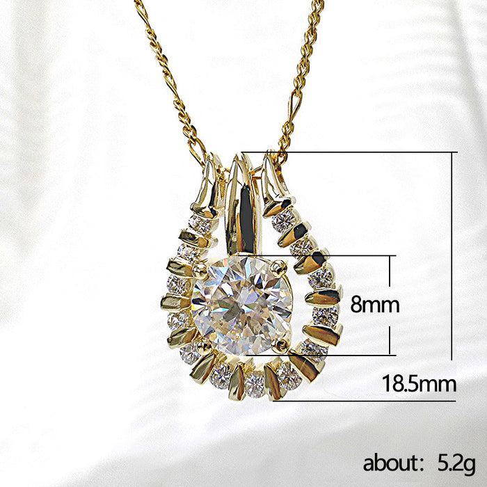 Beating Heart Gold Plated Diamond Pendant Clavicle Necklace for Women