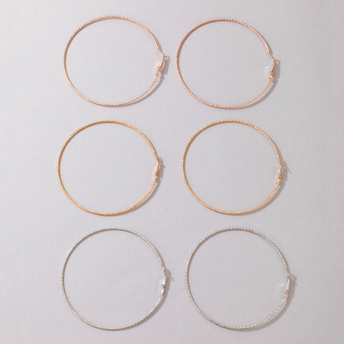 Large circle geometric hoop earrings three-piece set