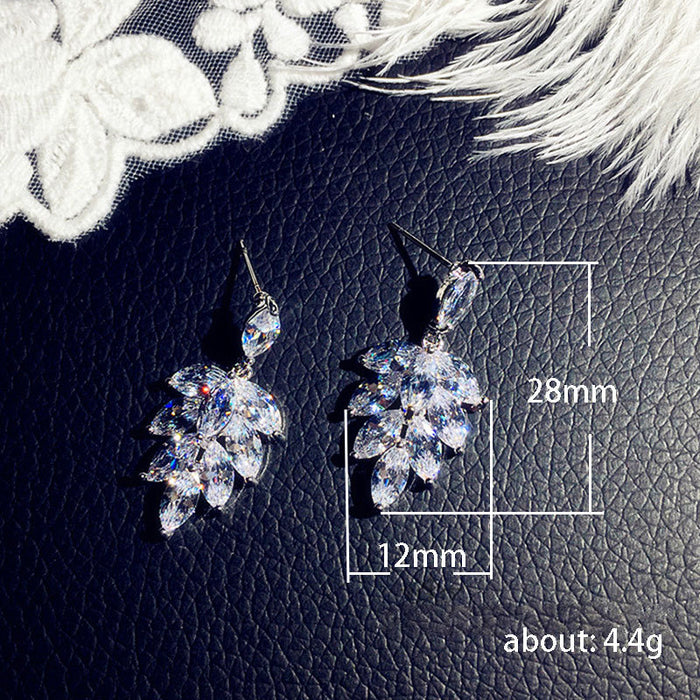 Bridal leaf drop earrings simple and stylish earrings