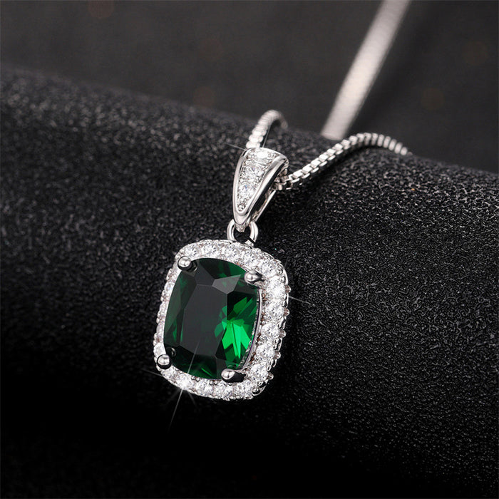 Fashionable imitation colored gemstone zircon pendant necklace