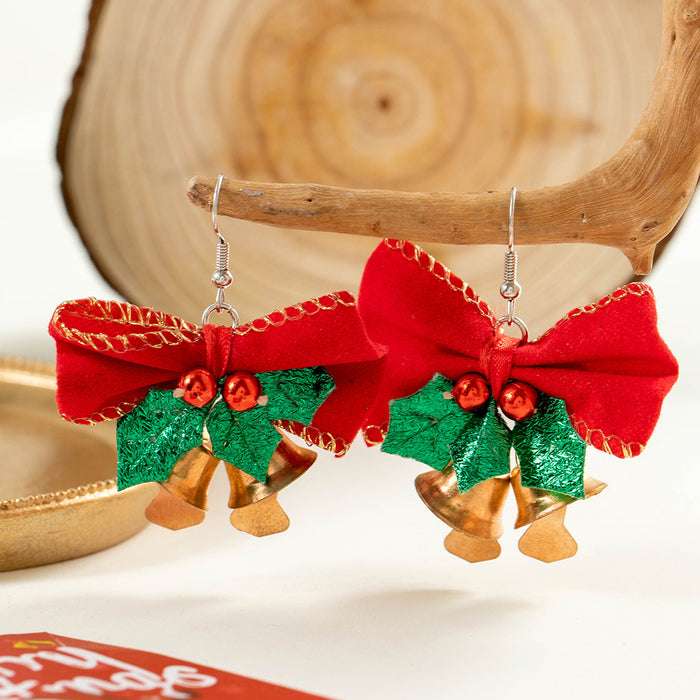 Cute and versatile colorful Santa Claus earrings bell bow Christmas earrings for women