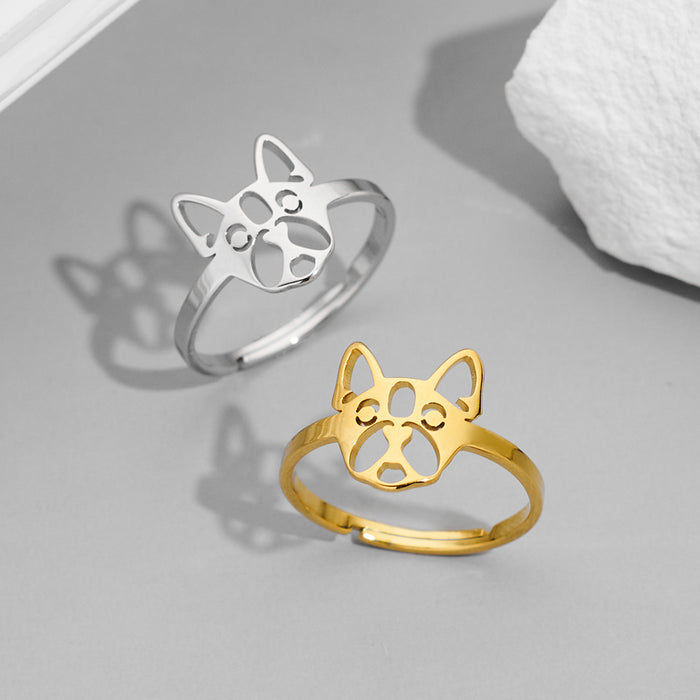 European and American INS style small animal rings, light luxury stainless steel cat and dog open rings wholesale