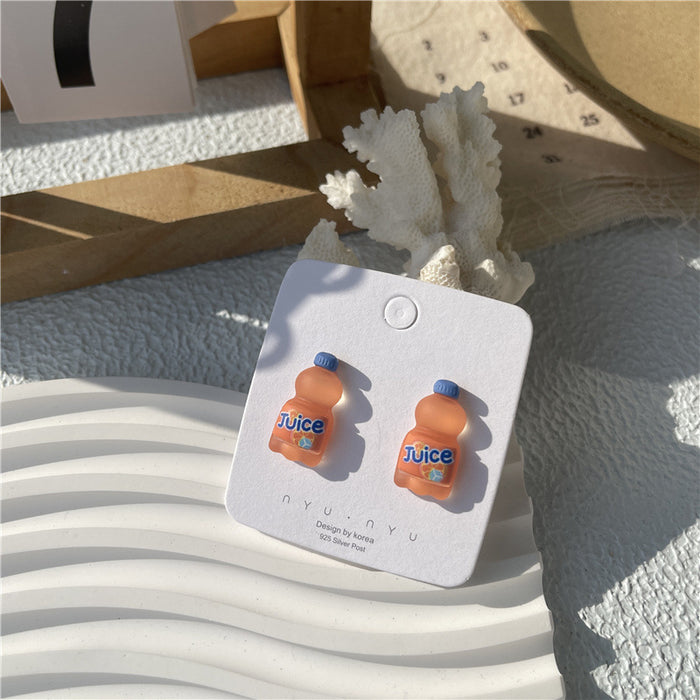 Creative beverage bottle earrings internet celebrity cute earrings