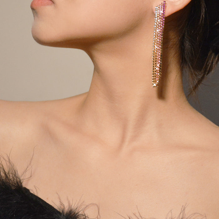 Vintage Rhinestone Earrings - Luxurious Geometric Jewelry for Women