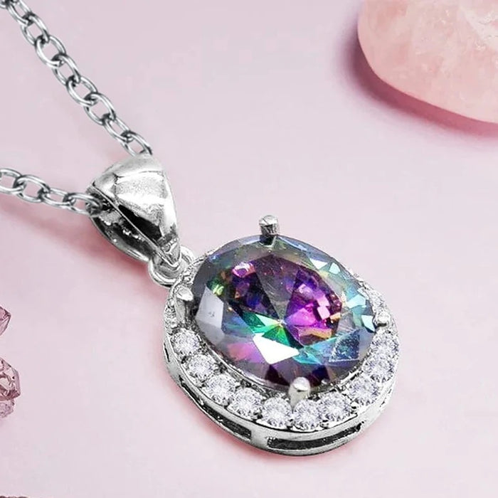 Oval pendant luxury colorful O-shaped necklace for women