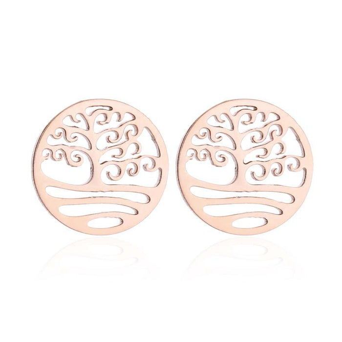 Tree of Life Stainless Steel Stud Earrings - Elegant and Symbolic Jewelry for Women