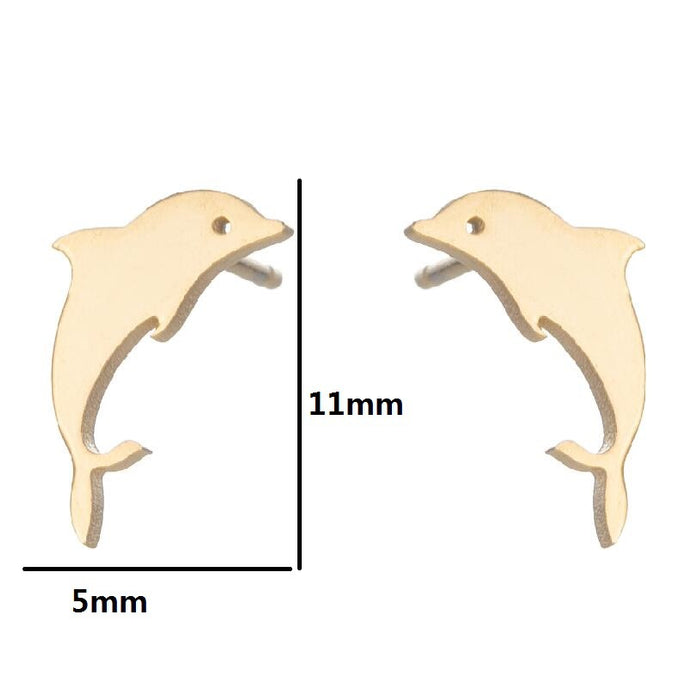 Cat bat earrings, Amazon new stainless steel simple dolphin temperament ear bone studs wholesale