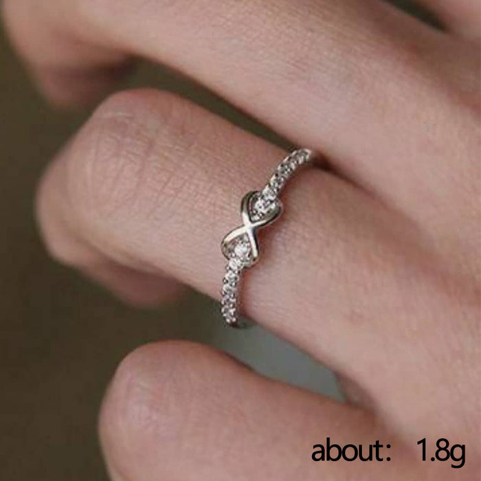 8-shaped wrapped zircon ring, fashionable and simple student index finger accessories