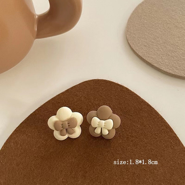 Cartoon bear earrings milk coffee color sweet earrings