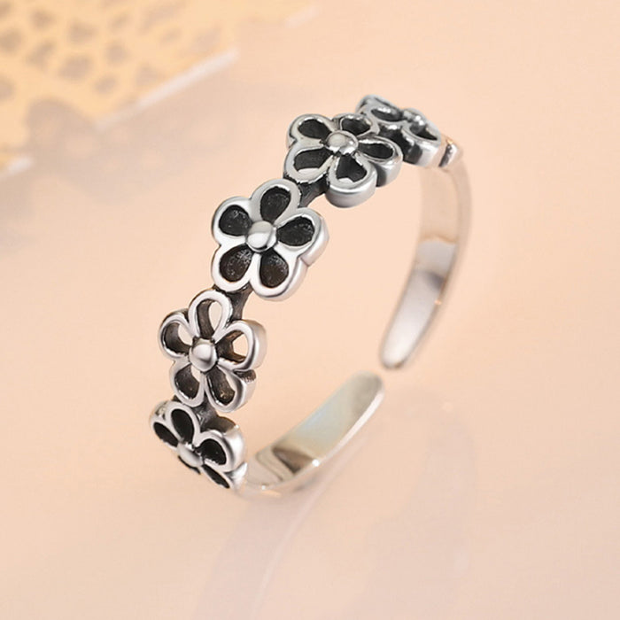 Korean retro five flower ring, old ring