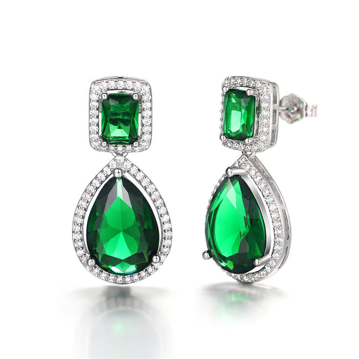 Micro-paved Emerald Drop Earrings