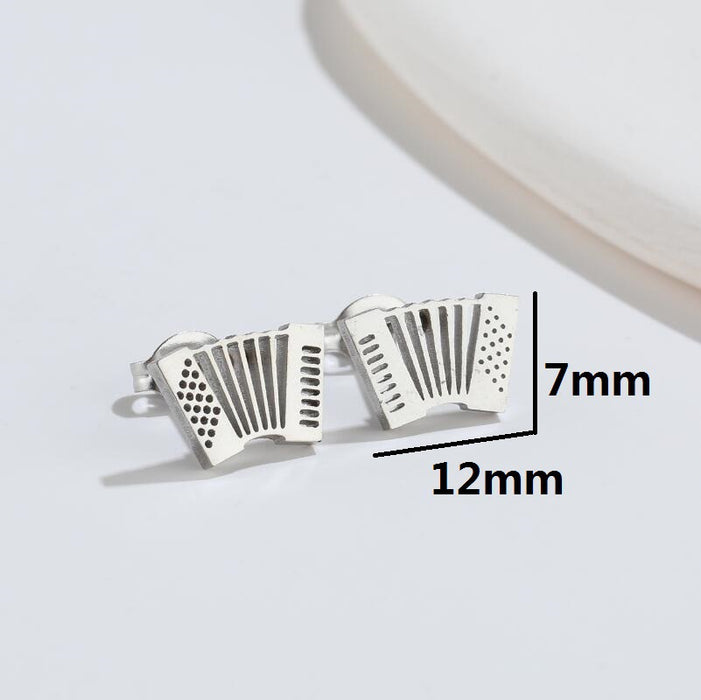 Music earrings, cross-border new retro horn accordion earrings ins personality headphone microphone hip-hop earrings