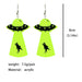 Halloween Skull Alien UFO Witch Furnace Fluorescent Acrylic Earrings - wallojewerly 