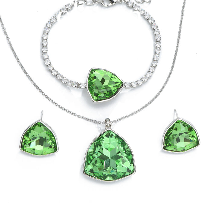 Austrian Crystal Shield Pendant Necklace Set - High-Quality Choker with Matching Earrings