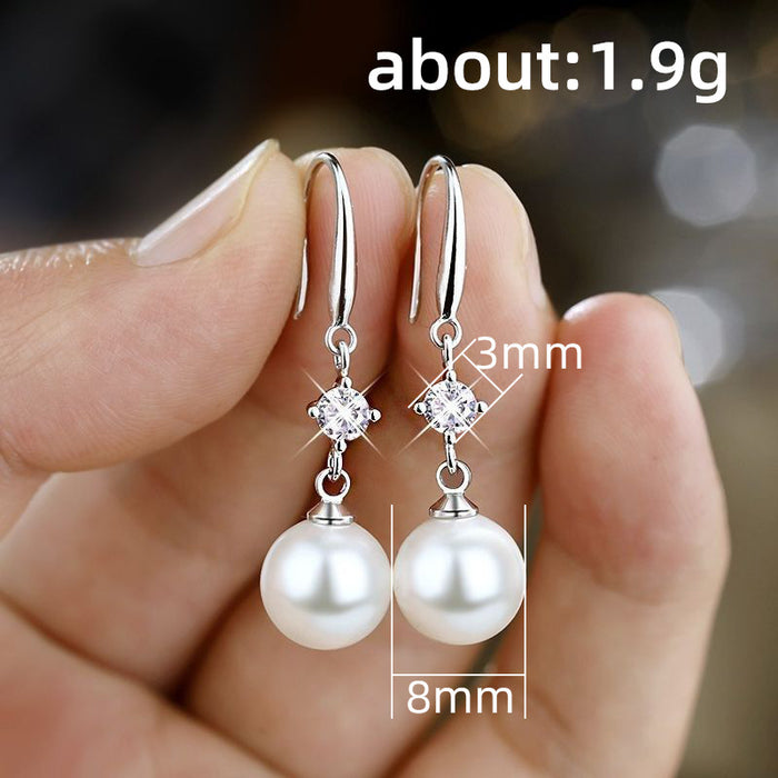 Pearl earrings elegant ear hooks bridal earrings for women