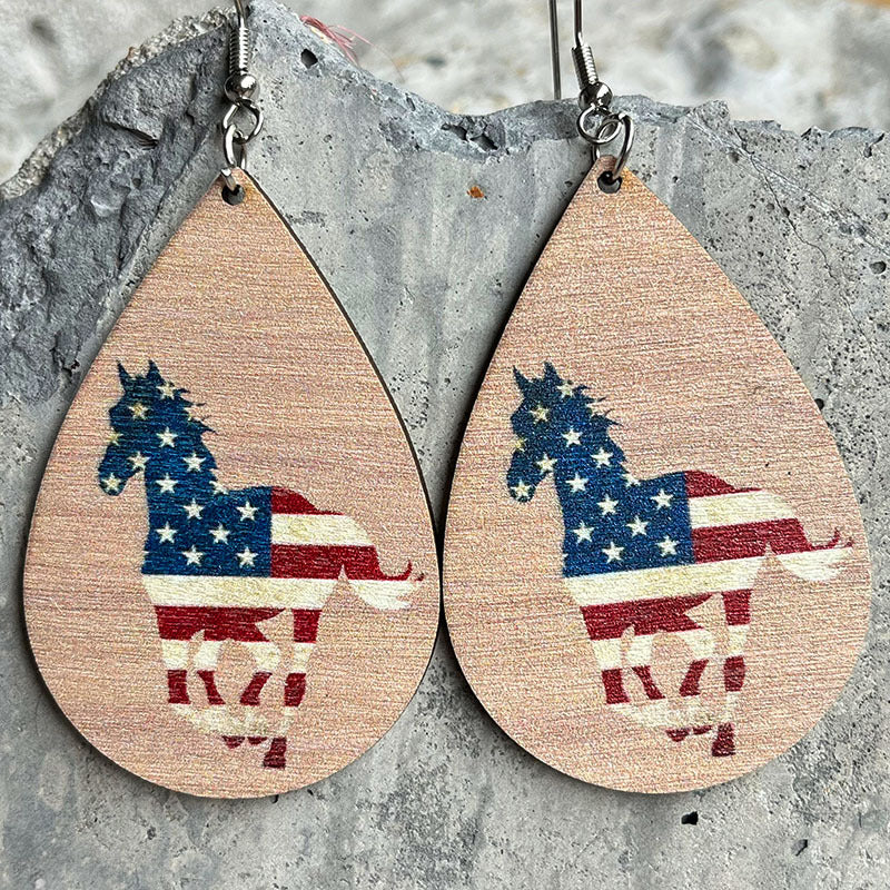 Independence Day Earrings with Western Cowboy Boots and Bullhead Designs