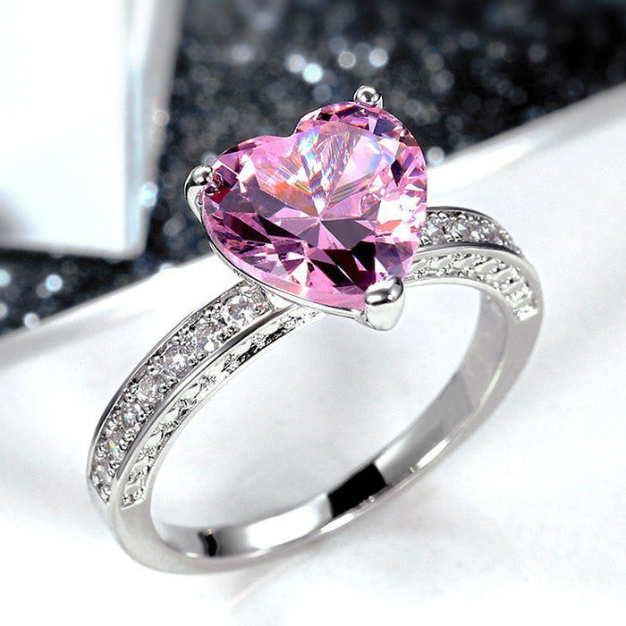 AAA Heart Shape Pink Diamond Engagement Ring